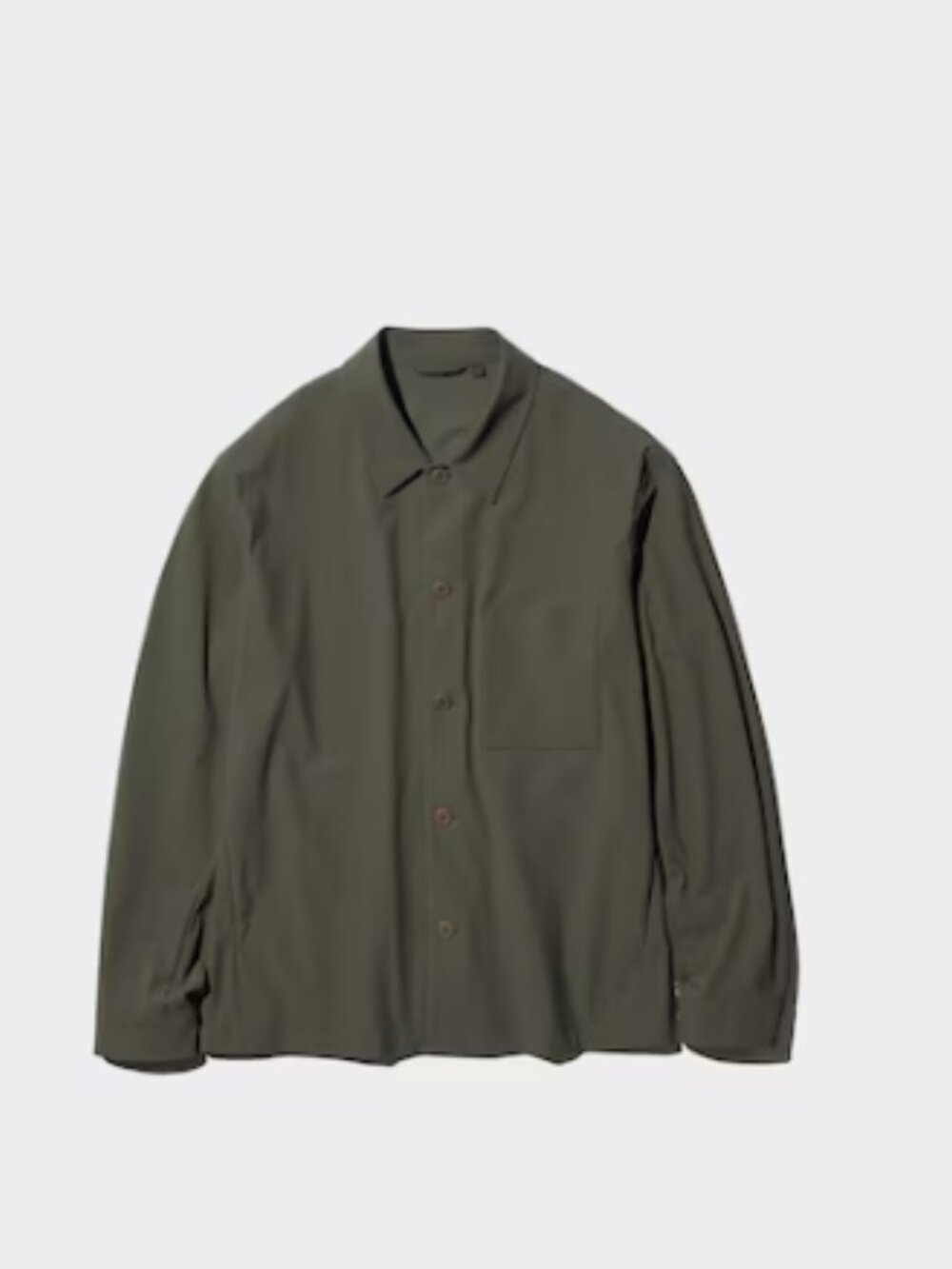 Uniqlo Men's Charcoal Button-Up Lightweight Shirt Jacket